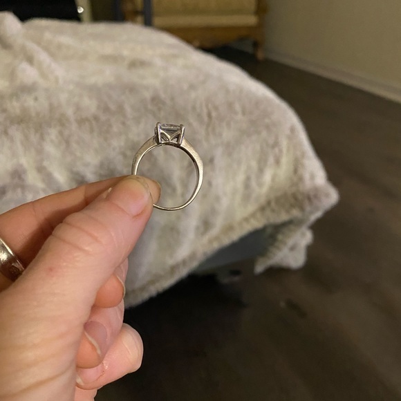 Vtg 90s 925 Silver CZ Princess Cut Solitaire Ring - Picture 7 of 9